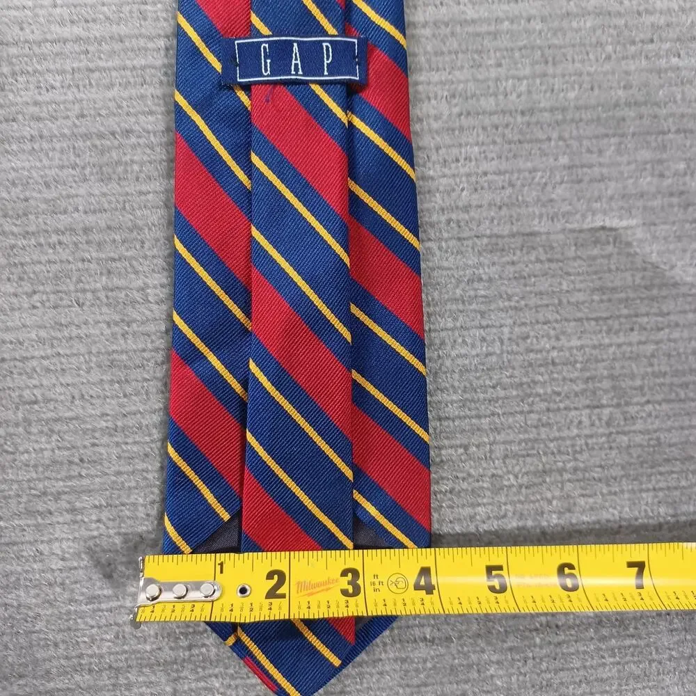 Vintage GAP 100% Silk Neck Tie Red‎ Blue Striped USA 58”x3
